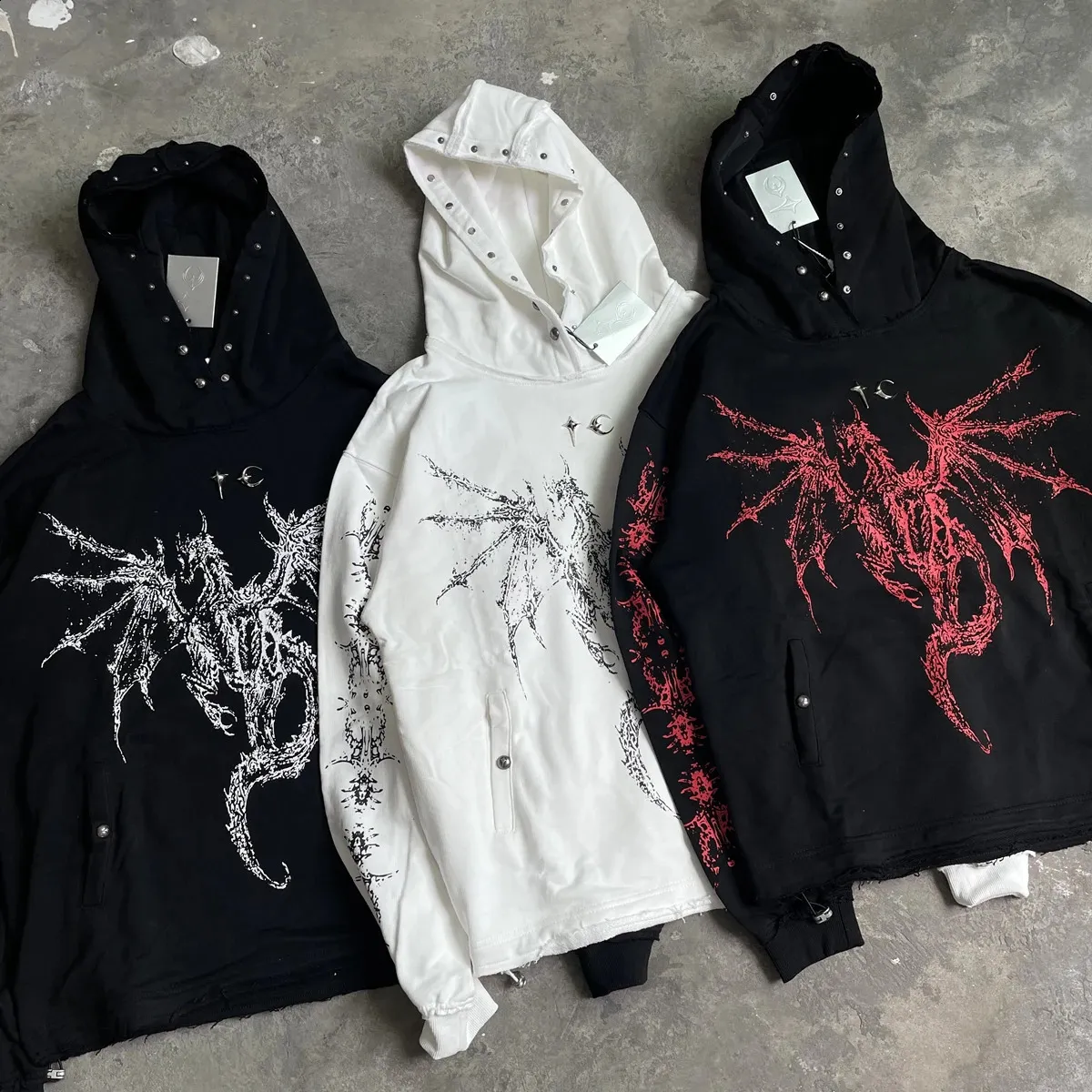 Yao888 Vintage Oversized Hooded hoodies and sweatshirts with