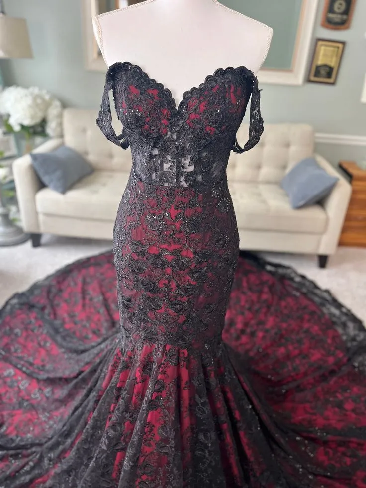 black and maroon dress La Femme 27660 Dress - Formal Approach