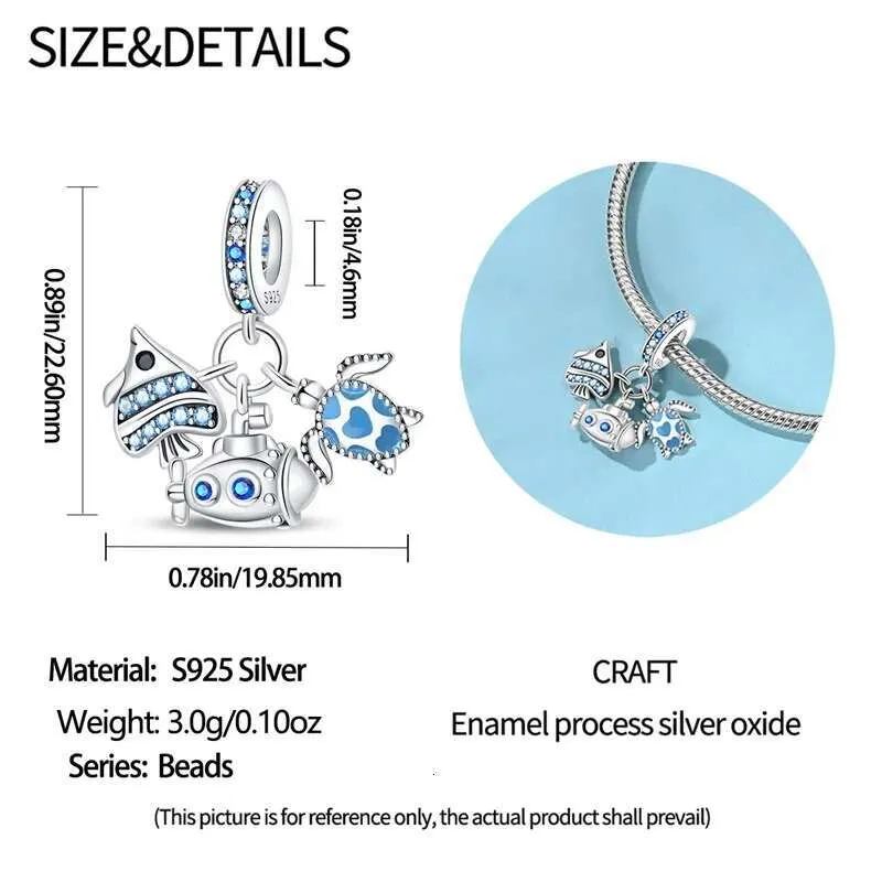 925 Sterling Silver Ocean Theme Charm Pendant For Bracelets_voghion.com
