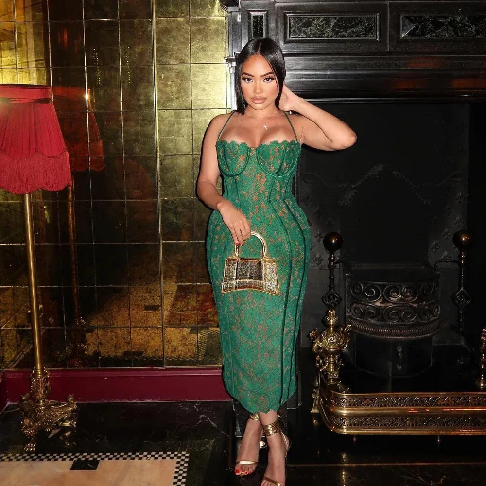 Elegant Green Formal Dress With Spaghetti Straps | DHgate