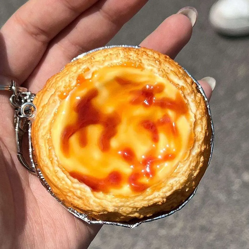 Creative Simulated Egg Tart Keychain Fun Food Open Near Me Bag For
