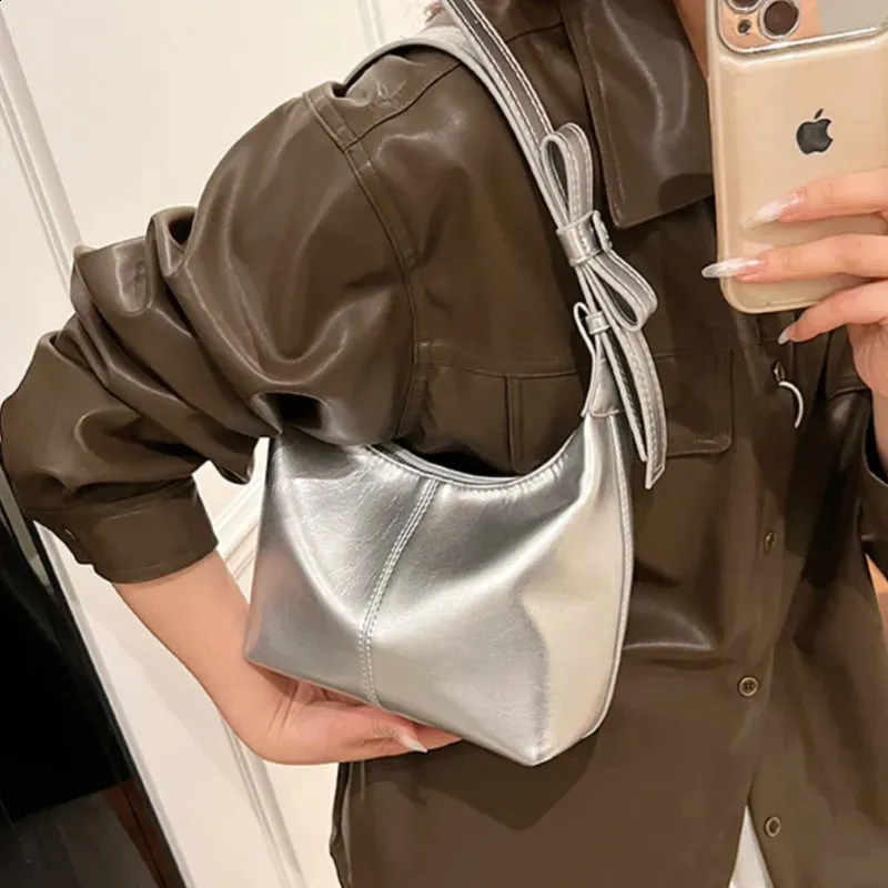 Y2K Glossy PU Leather women's shoulder handbags for