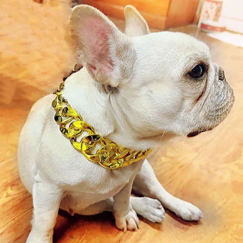 Durable Gold Cuban Link Dog Collar Stainless Steel Chain for