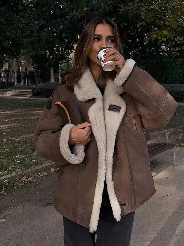 Elegant Suede Jacket Womens Lambswool Coat - Shop Now for