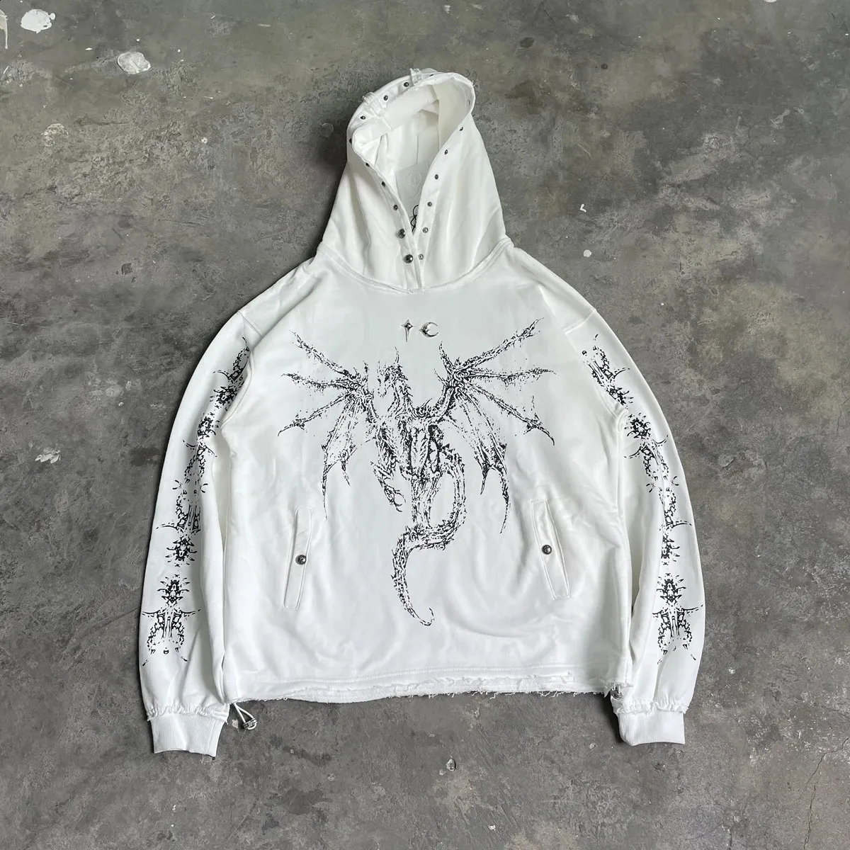 Yao888 Vintage Oversized Hooded hoodies and sweatshirts with