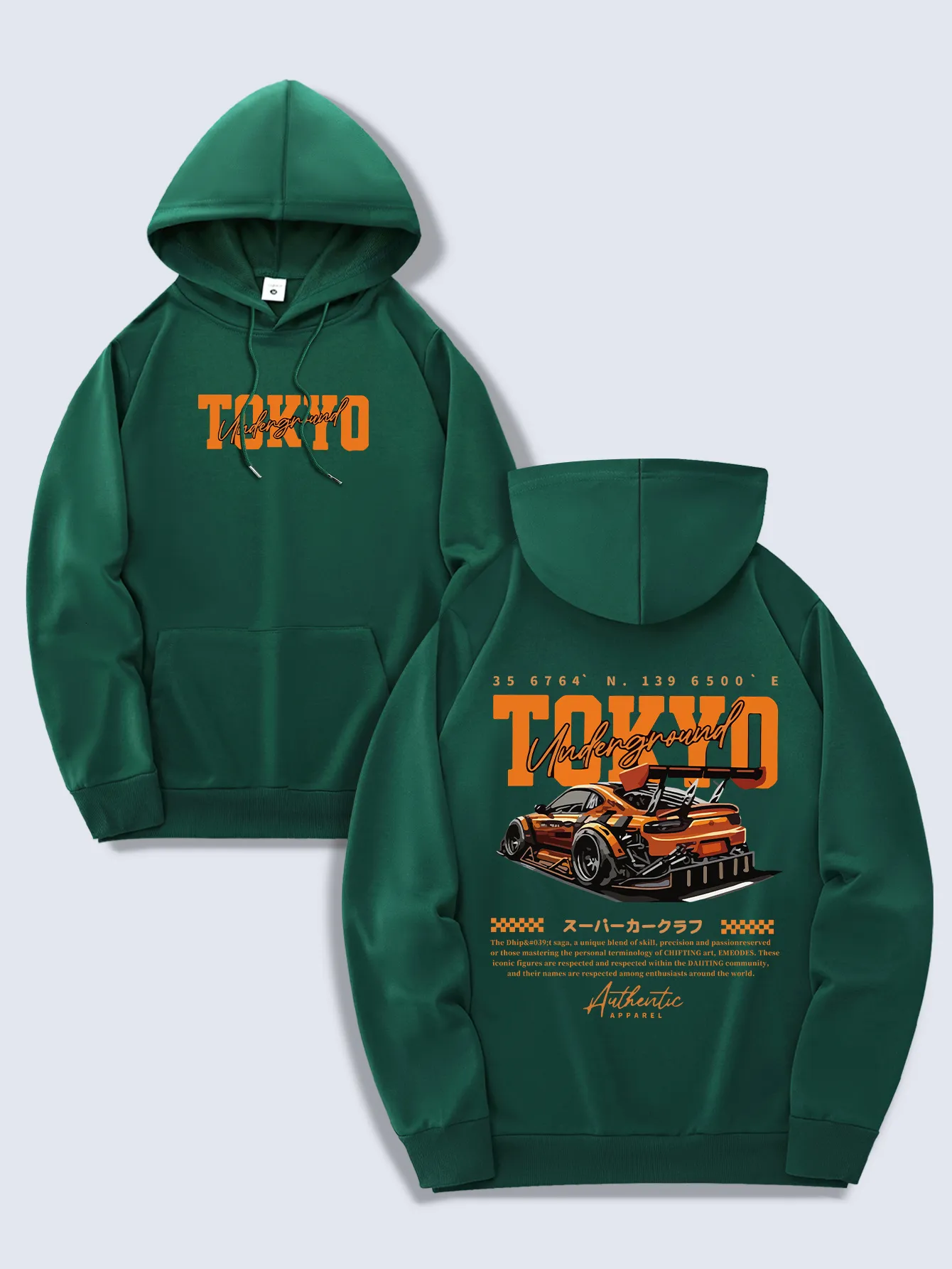 Mens Tokyo Underground Print Long Sleeve Hoodie - Cozy