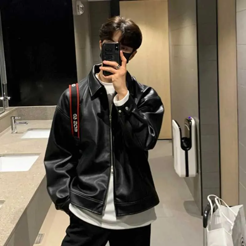 DHgate.com:Mens PU Leather Double Zipper Jacket - Black