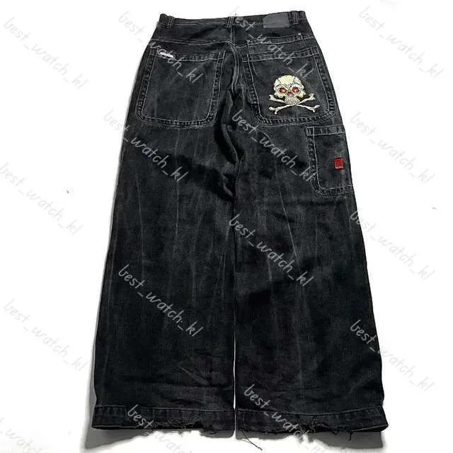 Mens Skull Print Baggy Denim Jeans - Harajuku Retro Hip Hop