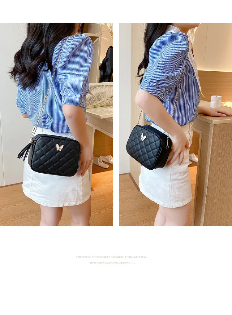 DHgate.com:Womens Diamond Lattice Flap Bag with Butterfly