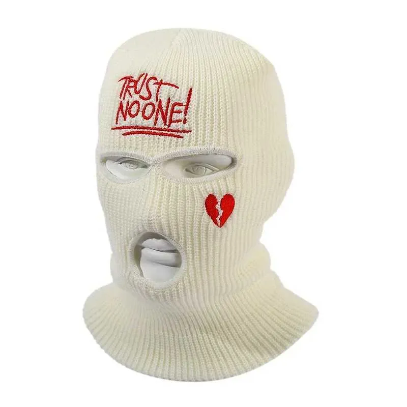 Knitted 3 Hole Balaclava Mask: Embroidered Winter Face Cover  display picture 1