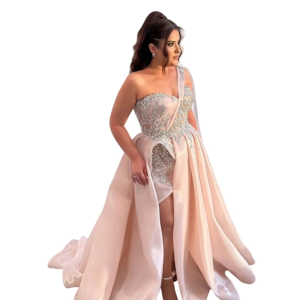 2024 One Shoulder Illusion Pink Strapless Prom Dress... From Haiyan4419,  $210.34 | DHgate.Com