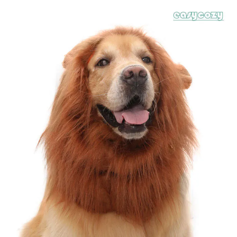 slim fit dress slacks Light Brown Lion Mane Wig for Large Dogs