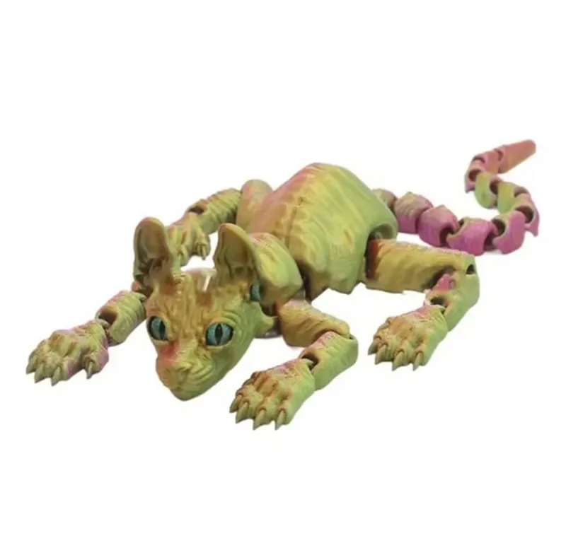 3D Printed Sphinx Cat, Jointed Hairless Cat Doll, Stress