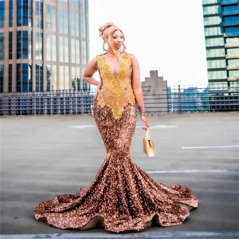 Unique Brown And Gold Sequin Mermaid Evening Dress ... From Bridalstore,  $161.72 | DHgate.Com
