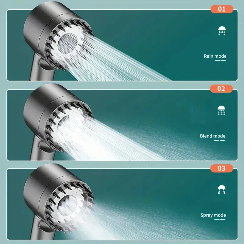 4 Modes Shower Head High Pressure Showerhead OneKey Stop Water Massage With Filter Element Bathroom Accessories Y240918_voghion.com