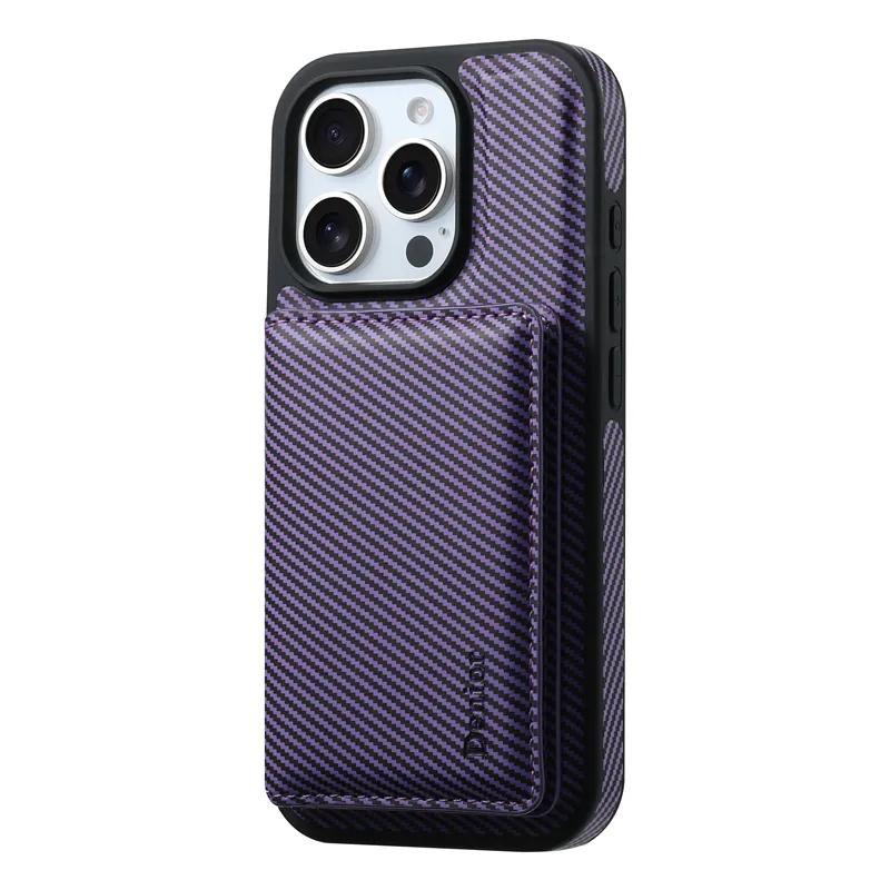 Carbon Fiber iPhone Case with Magnetic Wallet, Kickstand, Car
