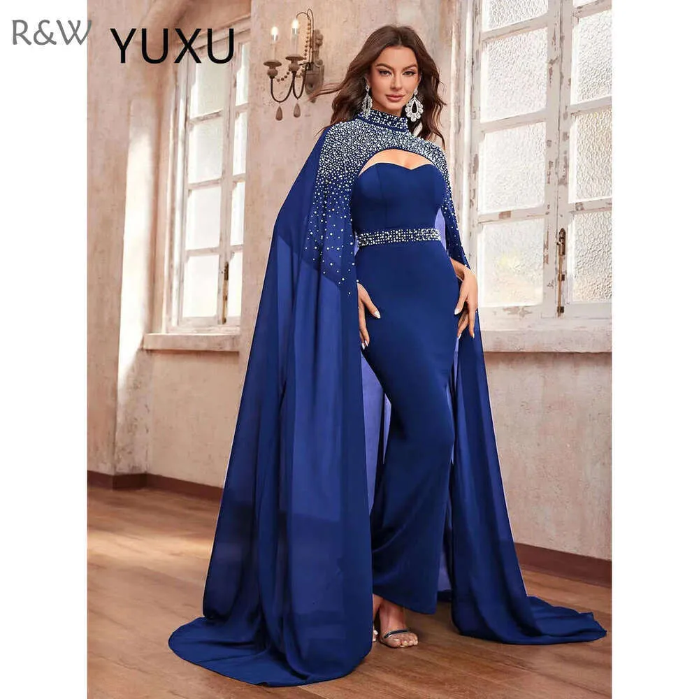 white christmas dresses Two Piece Halter Beaded Top Backless Navy Blue Chiffon Prom Dresses ,P –  AlineBridal