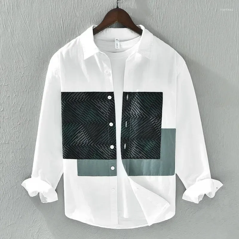 完璧すぎるが故三度も Cotton Casual Mens Casual Loose Print Patchwork With Shirts Clothing