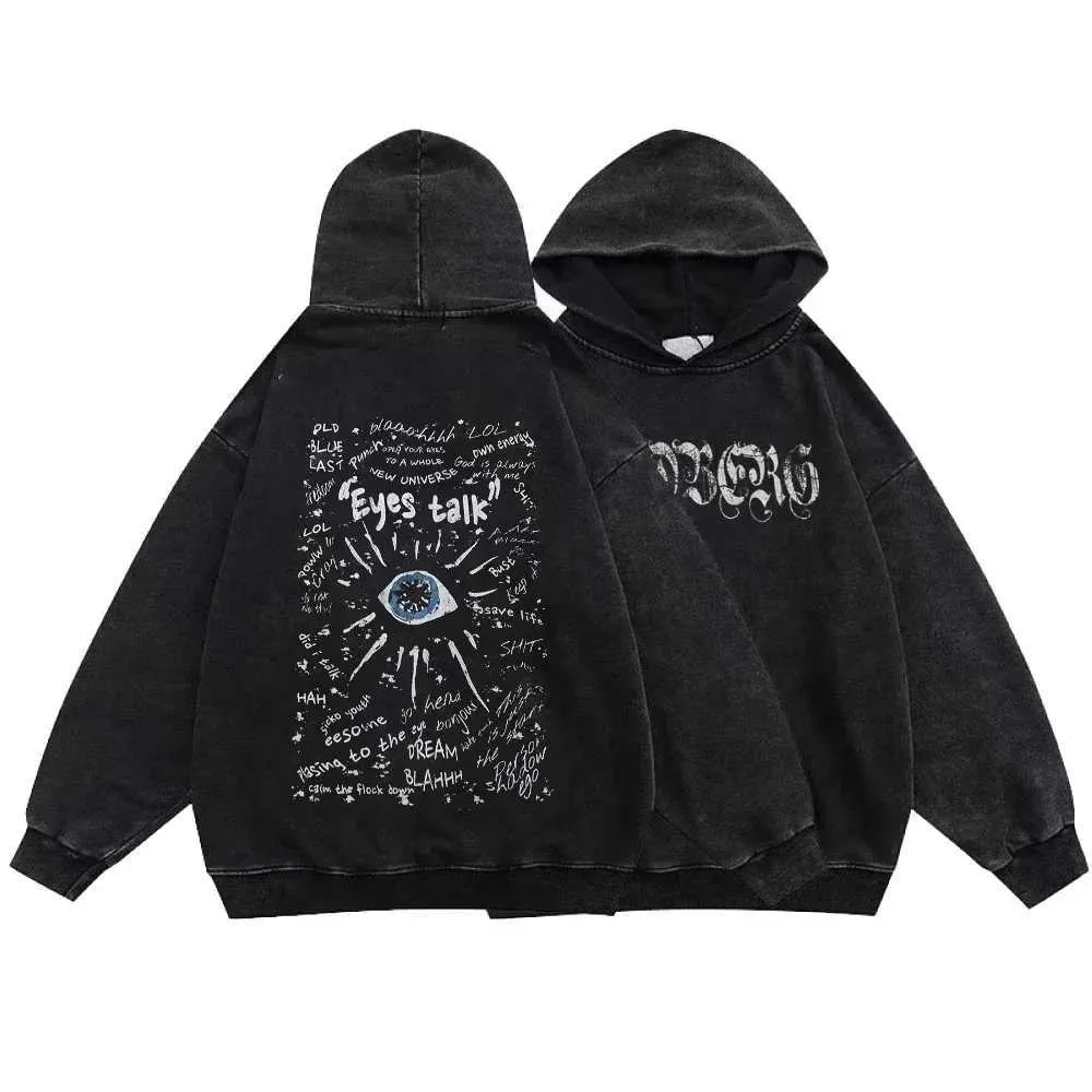Men's Hoodies Sweatshirts Gothic Y2k Hoodie Cross Skeleton Washed