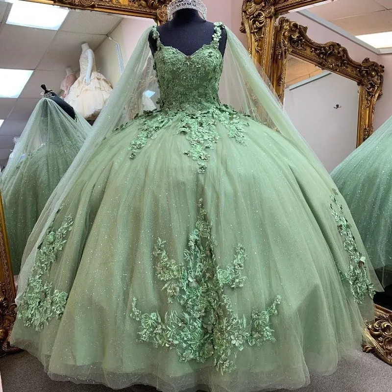 Green Off The Shoulder Ball Gown Quinceanera Dress Tull Princess Vestidos De 15 Anos Birthday Party Sweet 16 Dress main image 1