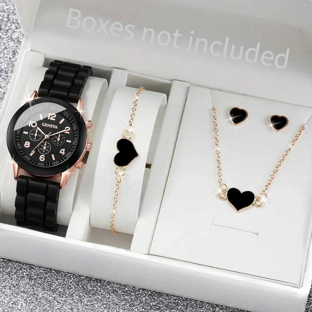 Geneva Women\'s watch w/ silicone band 4pcs/set Geneva Watch Fashion Silicone Band Women Quartz  main image 4