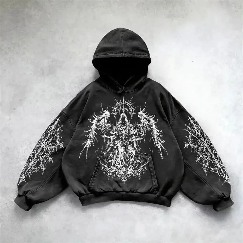 Gothic Goddess Print Hoodie - Y2K Streetwear Sweatshirt for Men