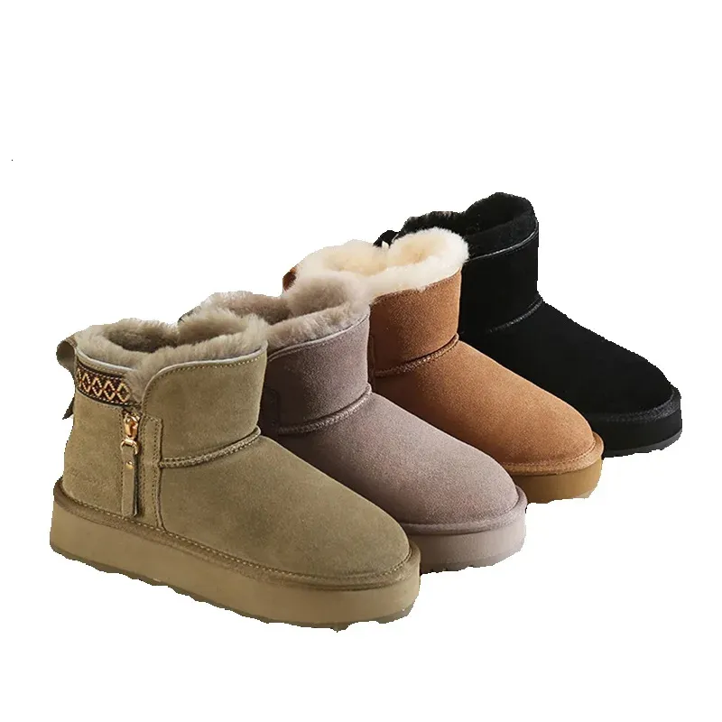 Générique Botas De Nieve Mujer Bottes De Neige Chaudes à Talon épais Et Boucle à Tête Ronde, Grandes Bottes En Coton, Nouvelle Collection Automne Et Hiver Bottes Femme Cuir (Brown, 42