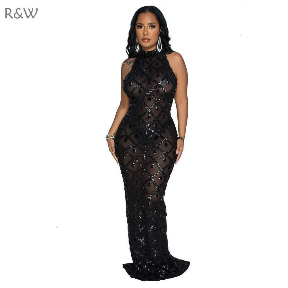 Plus Size Mermaid Prom maxi dress with Illusion Hang