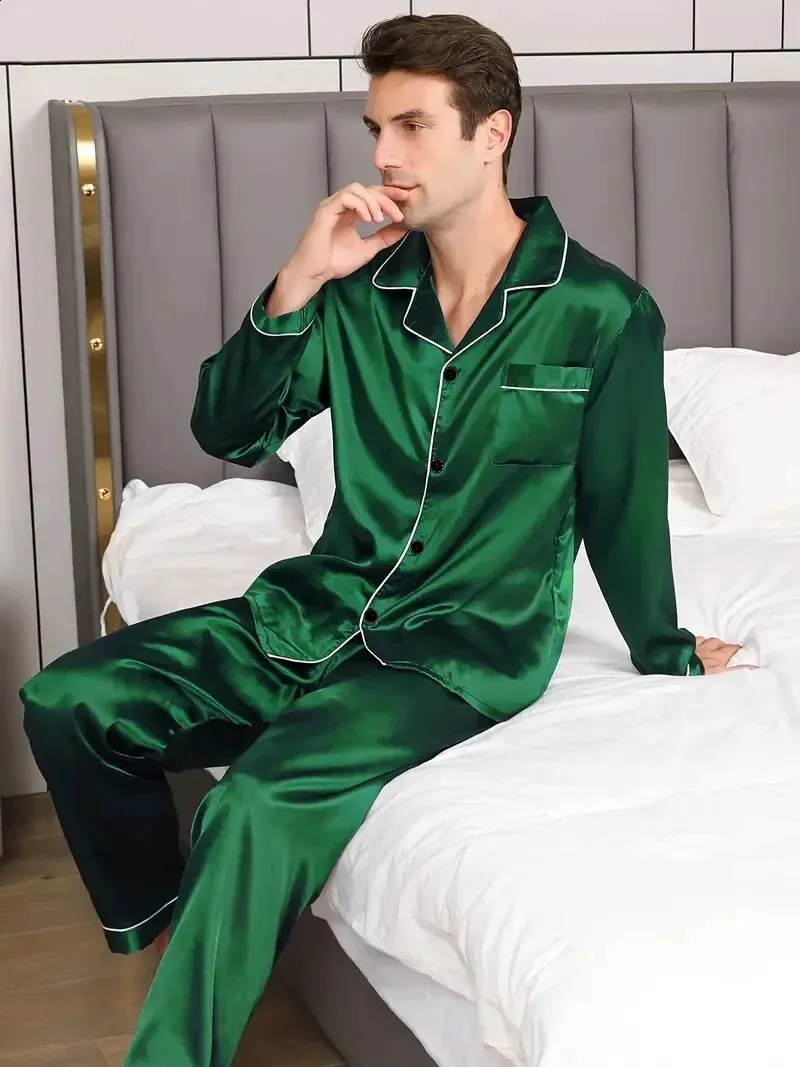 Mens green silk pajamas sale
