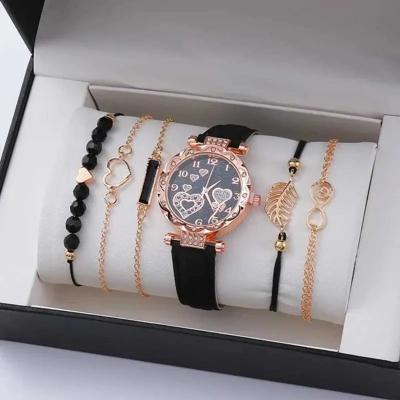 Charming 6-Piece Womens Rhinestone Bracelet Watch Set  display picture 1