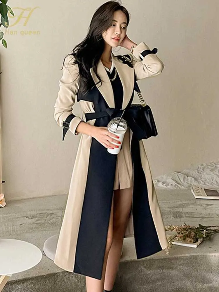 Save Big on Bulk Korean New Women Trench Coat Korean Winter Jacket Coat:  Women's Fashion Color Block Trench Coat Lightweight Spring Outerwear For