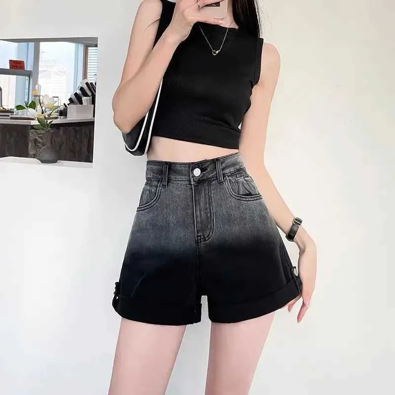 Womens Summer Shorts 2025 Trendy High Waisted Wide Leg Lounge Shorts Drawstring Beach Vacation Outfit With Pockets (Small,Black