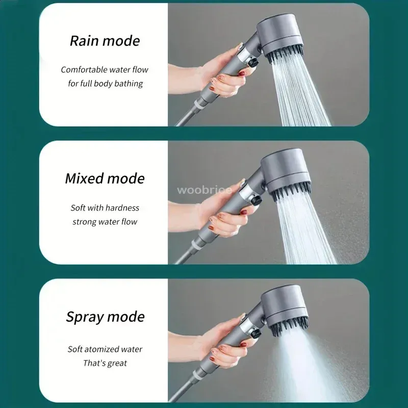 4 Modes Shower Head High Pressure Showerhead OneKey Stop Water Massage With Filter Element Bathroom Accessories Y240918_voghion.com