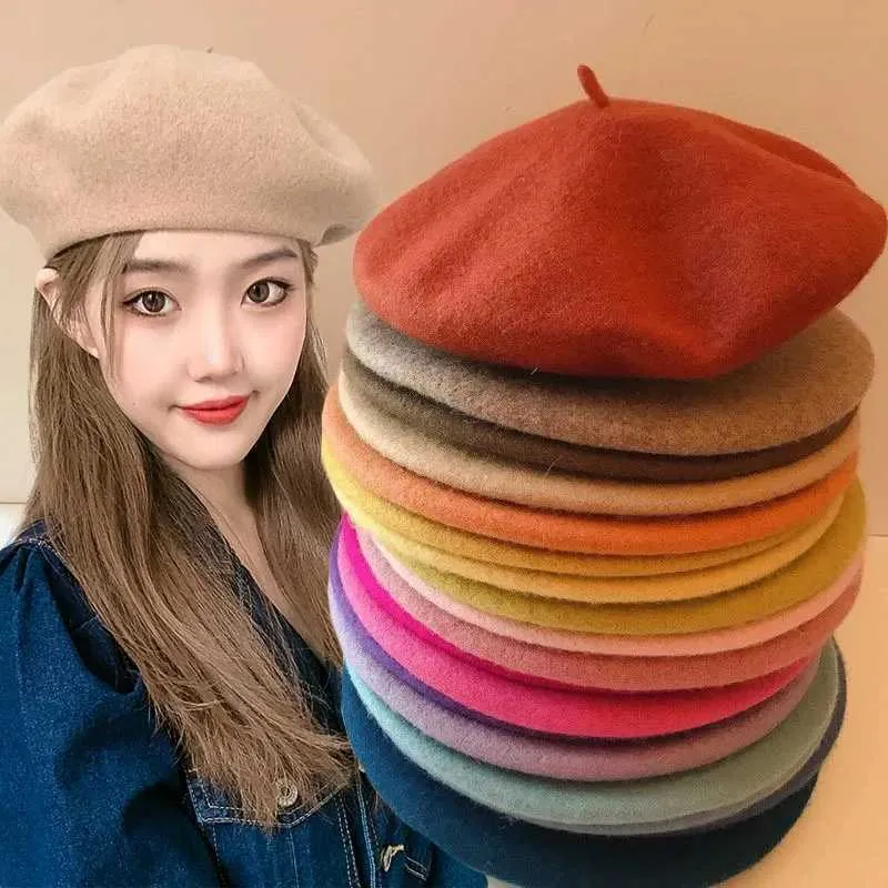 French Artist Winter Beret For Ladies For Women 2022 Spring Winter Warm Wool Flat Top Hat With Beanies Y240923 From Tidal front1 9.71 DHgate.Com