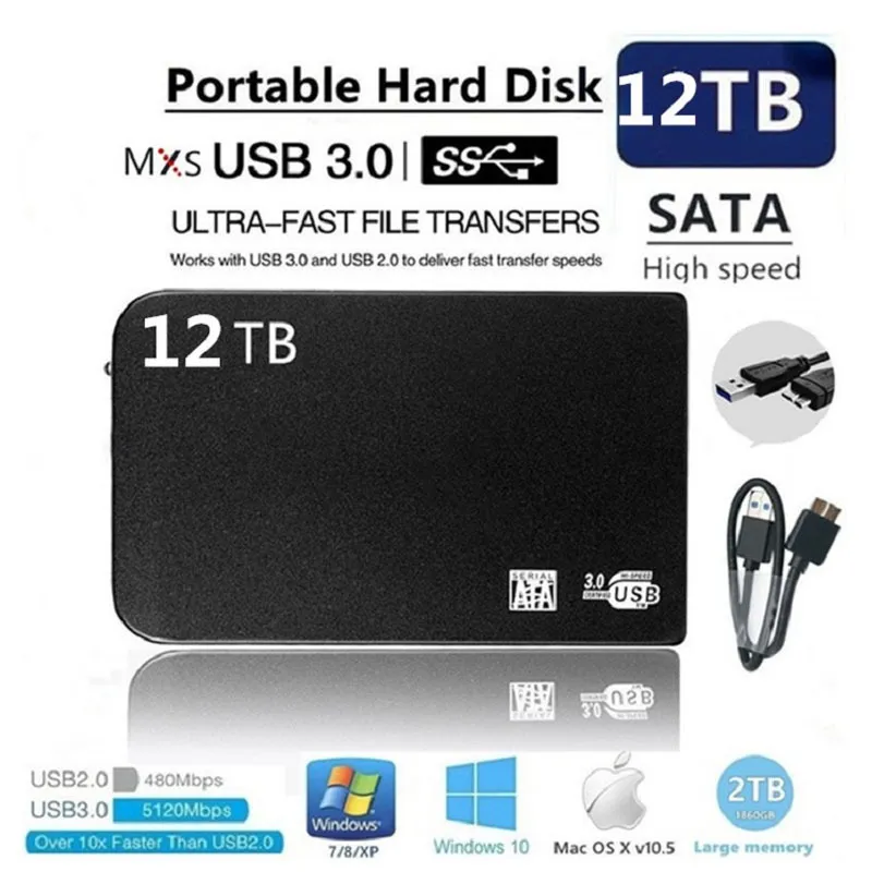 128G to 1TB 2TB 4TB 6TB 8TB 10TB 12TB 14TB 16TB 2.5 inch 3.0 HDD External Storeage System Hard Drive Disk SATA External Storage Enclosure Box Hard Disk