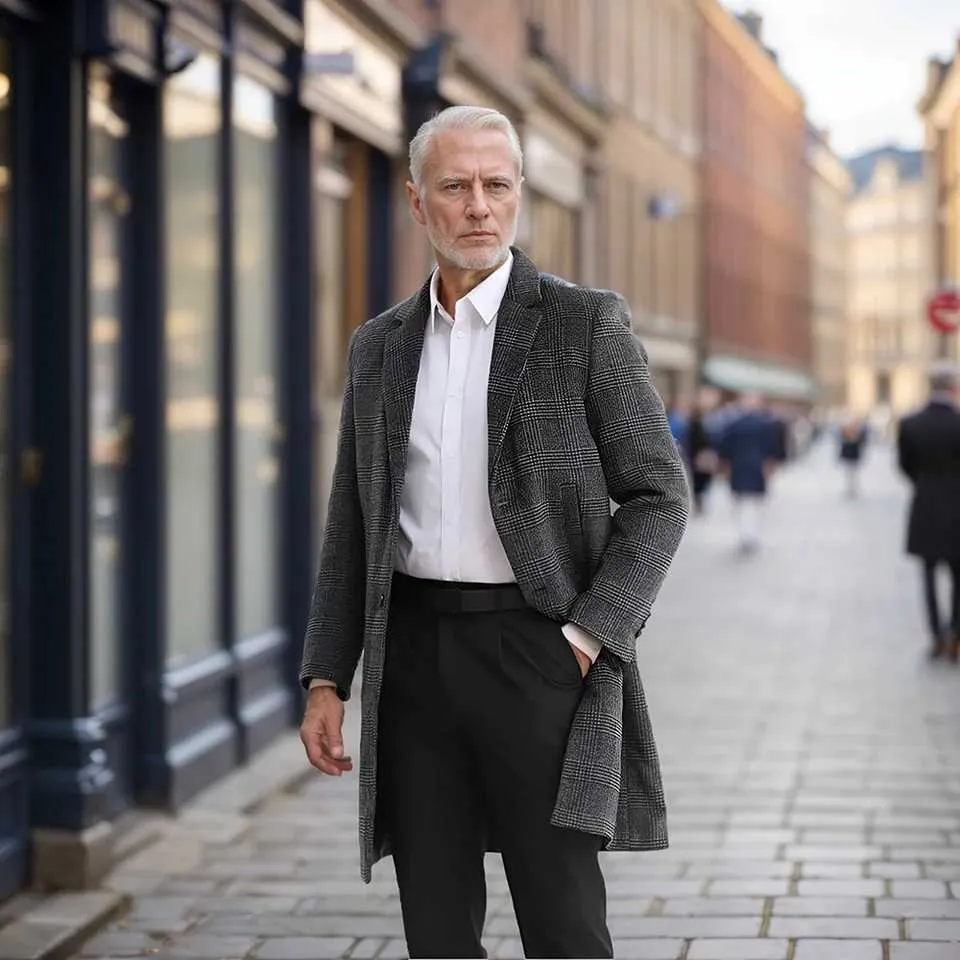 Veste Trench Habillée Pour Homme - Manteau Classique Chaud Et Élégant Pour Automne Hiver (M, Gris Foncé)