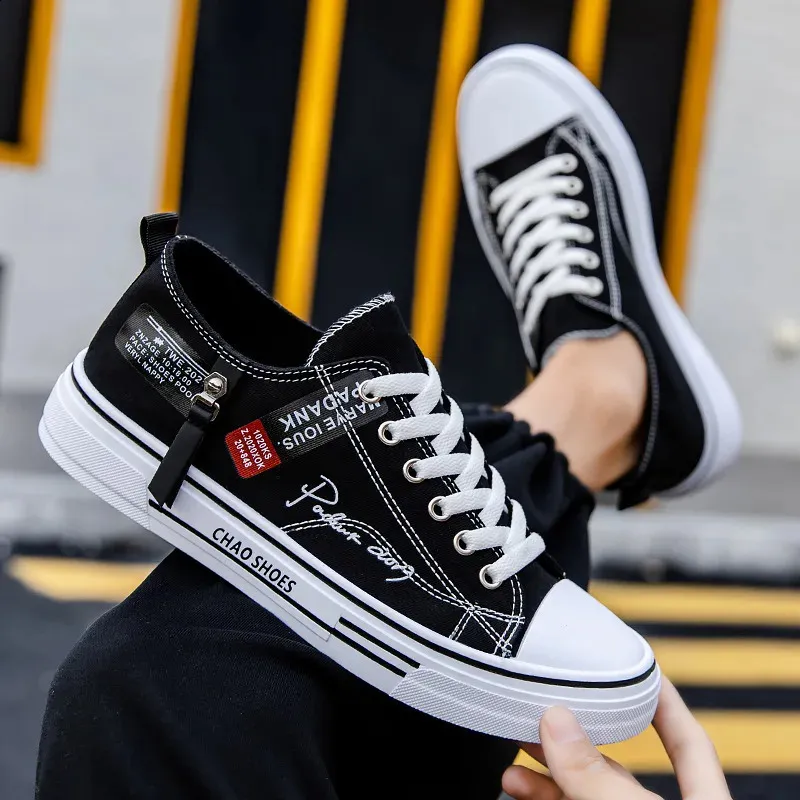 Breathable Mens Canvas Sneakers Casual Sports Canvas Shoes With Trendy Letter Design And Low Cut Black Cloth 240918 From Longda008 26.15 DHgate.Com