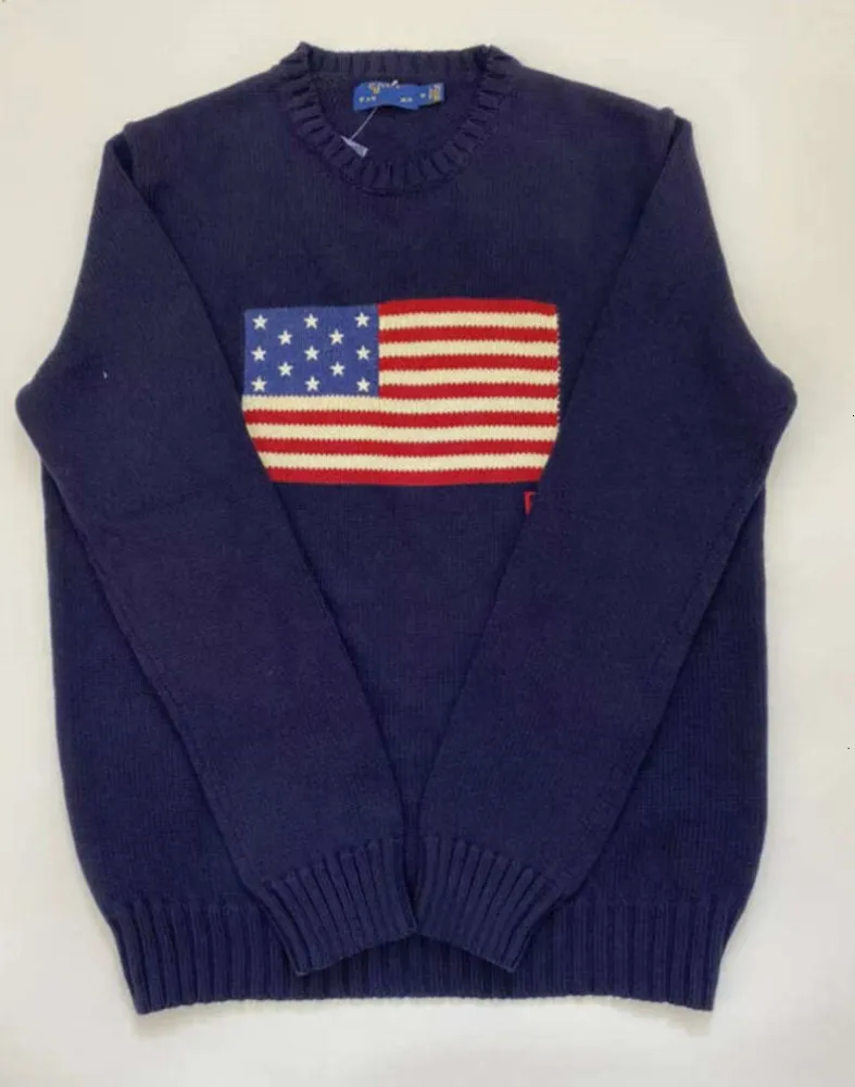 Suéter De Punto Azul Azul Marino Para Hombres: Mezcla De Algodón