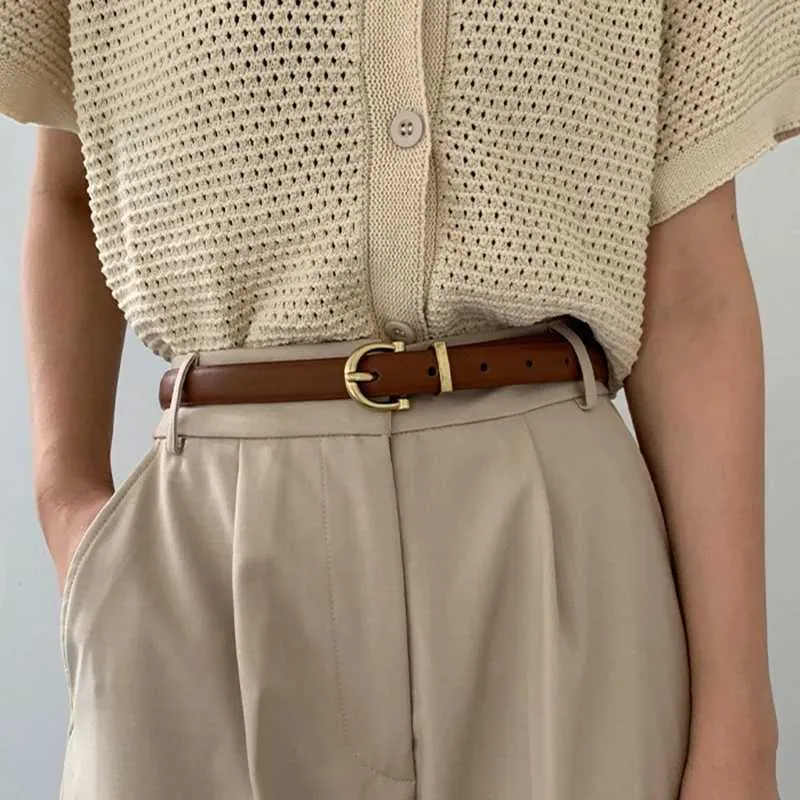 Genuine Leather Belt: Vintage Style Needle Buckle  display picture 3