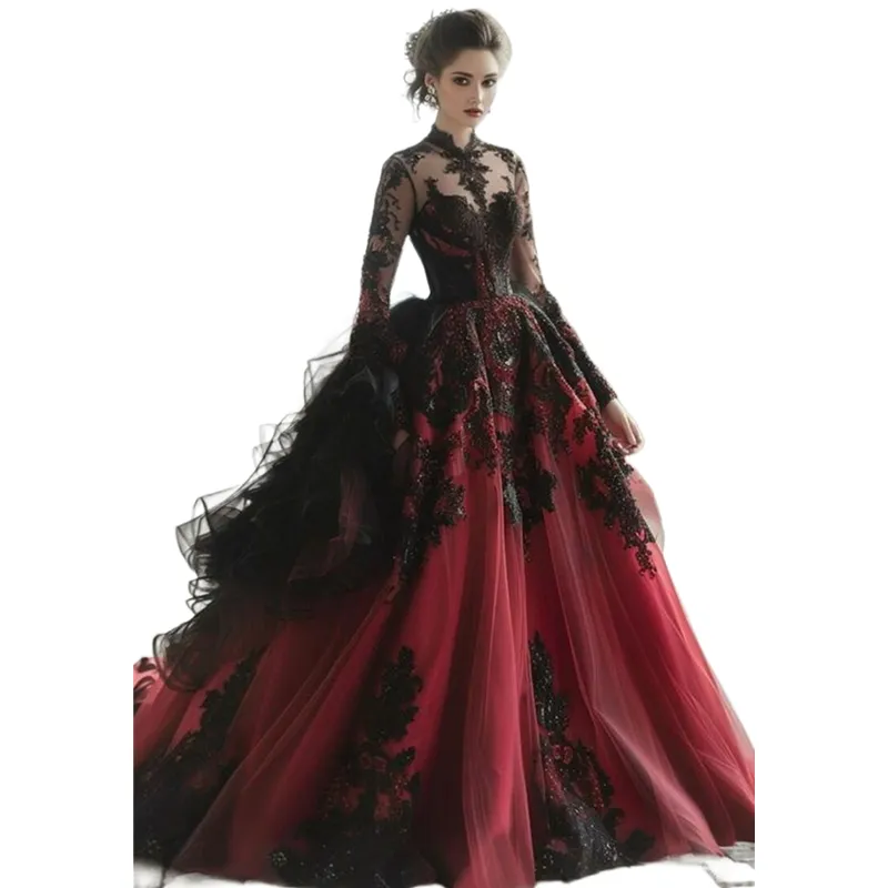 black and burgundy formal dress Off the Shoulder Black/Burgundy Long Prom Dresses, Off Shoulder Black/ –  jbydress main image 0