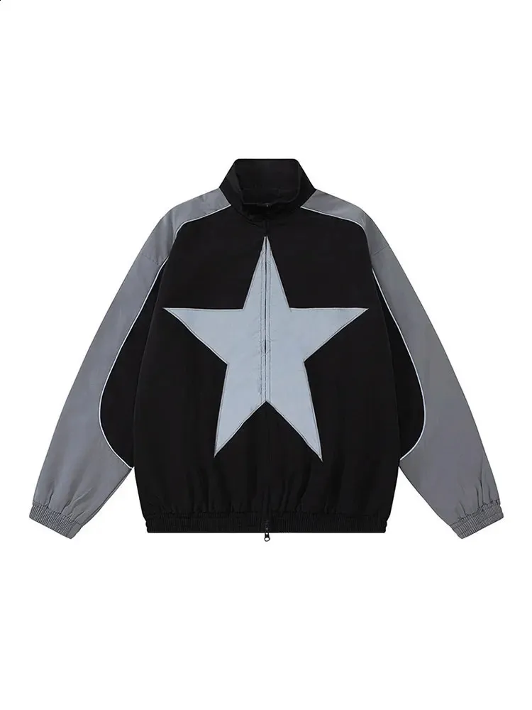 Harajuku Y2K Mens Quilted Jacket - Vintage Star Pattern