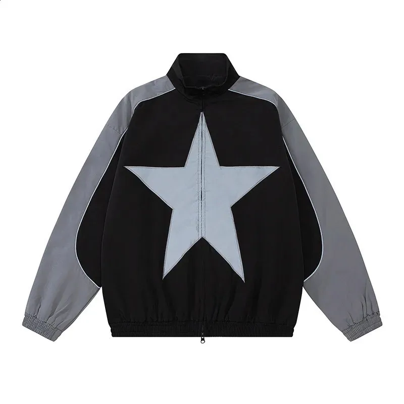 Harajuku Y2K Mens Quilted Jacket - Vintage Star Pattern