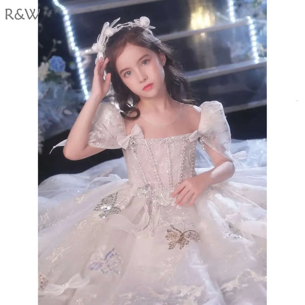 R&W 2023 Shiny princess dress for Girls - Perfect for Weddings, Pageants, First Holy Communion and More!