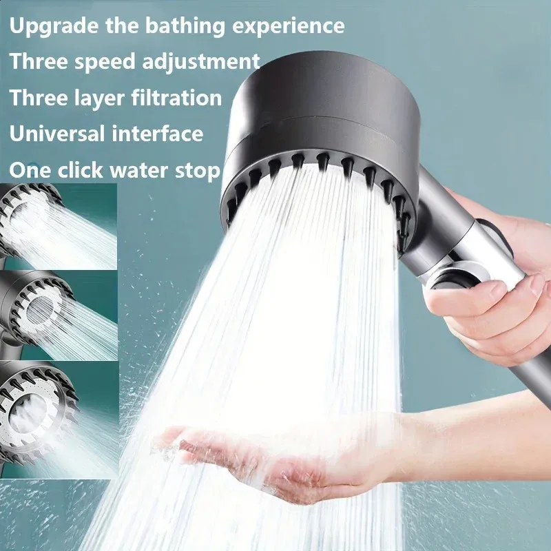 4 Modes Shower Head High Pressure Showerhead OneKey Stop Water Massage With Filter Element Bathroom Accessories Y240918_voghion.com
