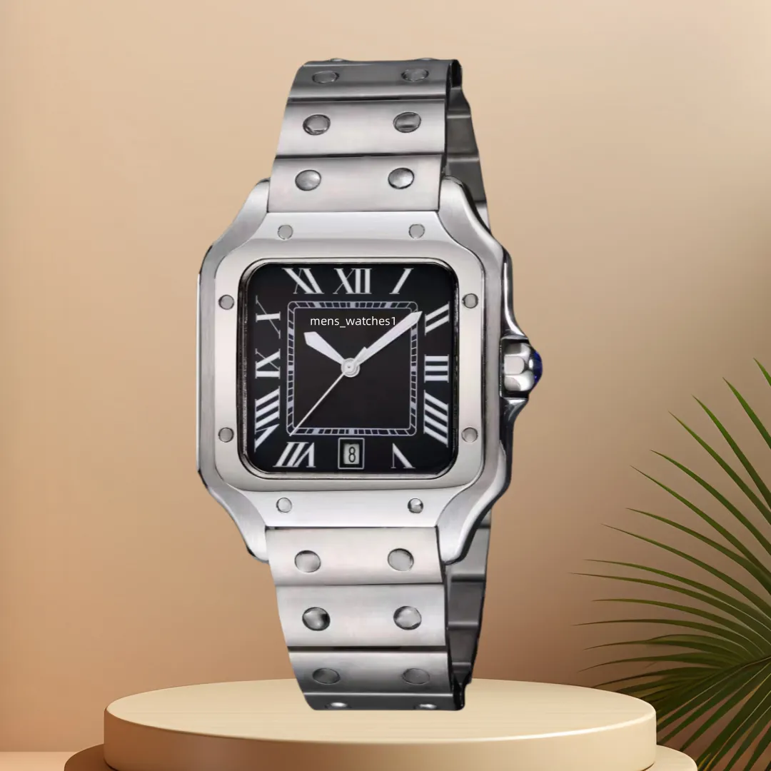 Orologio coppia in acciaio inossidabile Movimento meccanico automatico design moderno unisex cristallo hardlex fibbia pieghevole