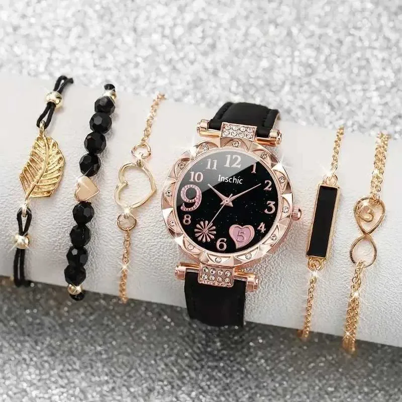 Charming 6-Piece Womens Rhinestone Bracelet Watch Set  display picture 1