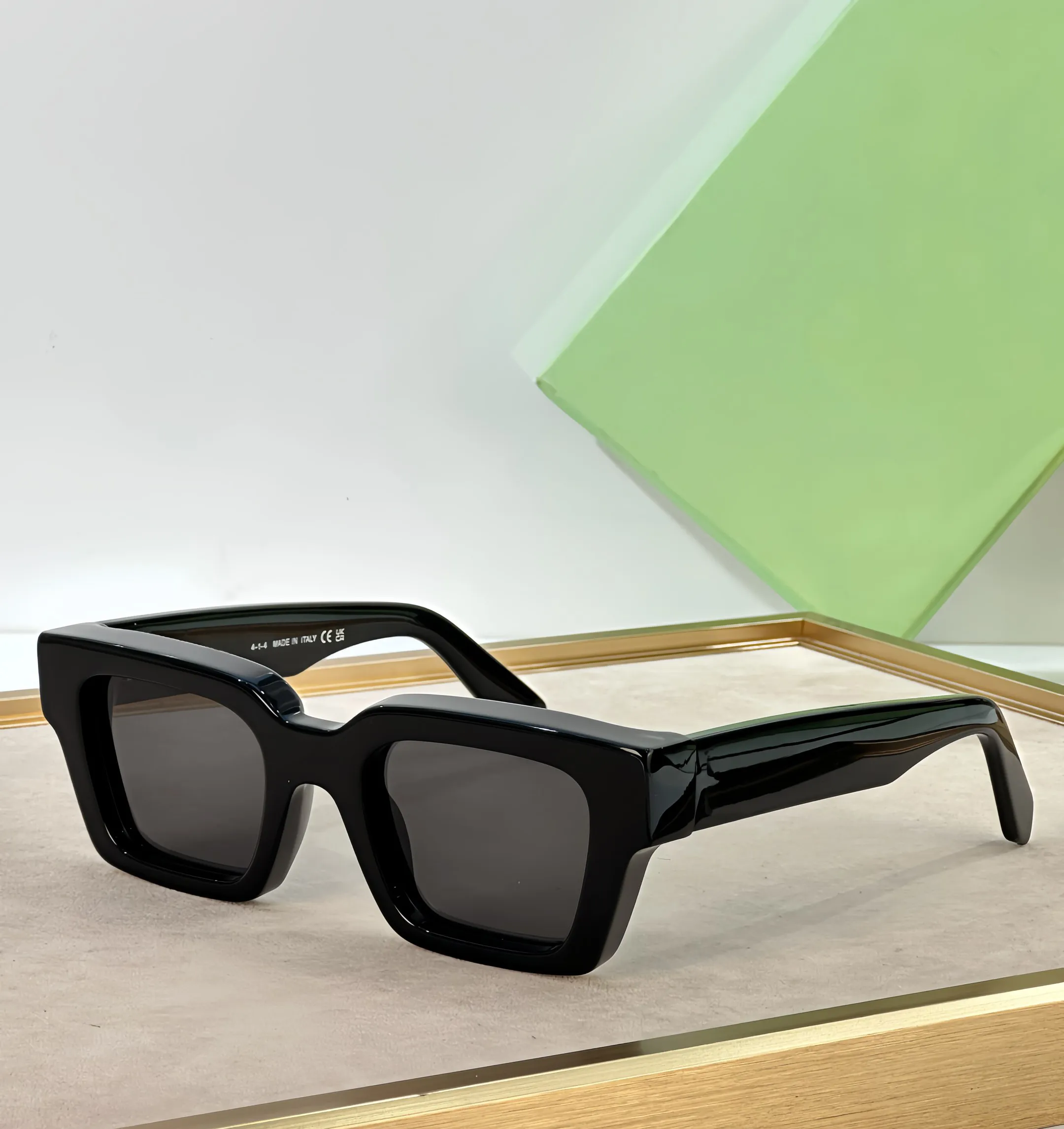 Black Square Sunglasses with Yellow Lenses - UV400 