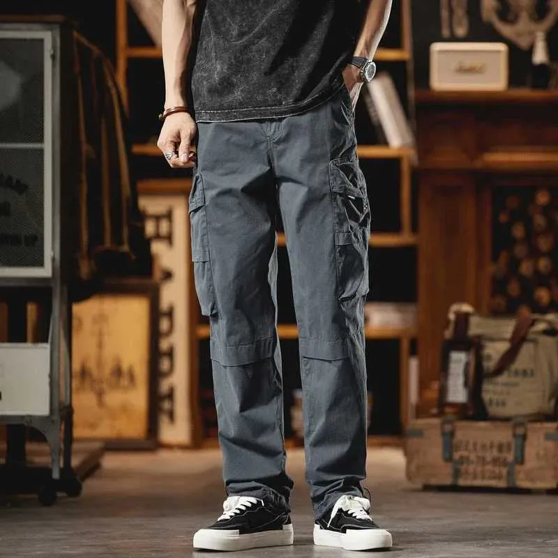Mens Pants Casual Wear Men's Durable Multi-Pocket Straight Leg