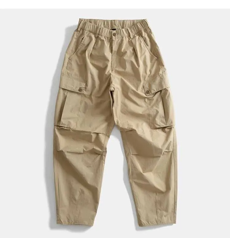 Japanese Style Wide Legged Dad Boys Khaki Pants For Men