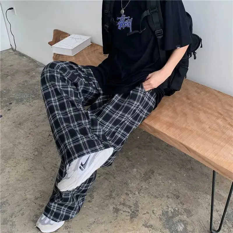 Save Big on Bulk Harajuku Style Pants Plaid Trousers For Men, Casual  Straight Leg Plaid Pants In S 3XL Unisex Harajuku Style, Perfect As Mens  Summer